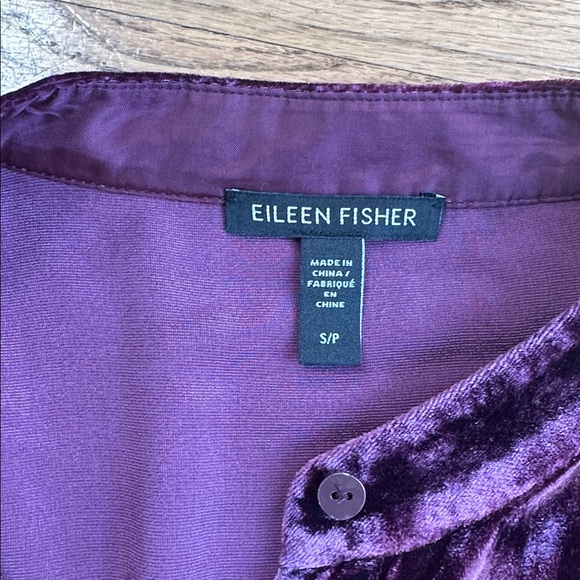 Bundle of 3 EILEEN FISHER Velvet Button Down Shirts - Blue, Hibiscus, Green - Picture 9 of 13